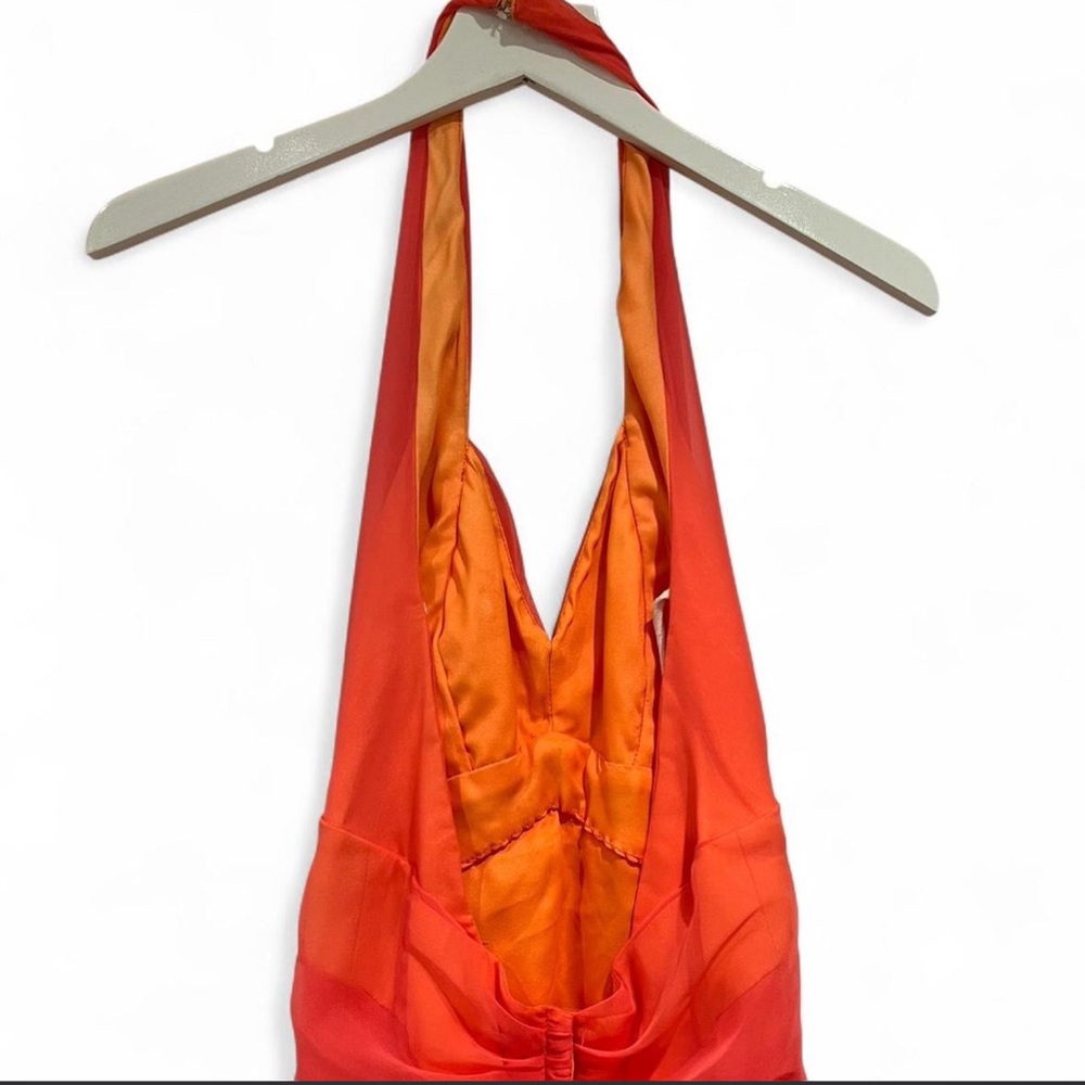❤️Vintage Mike Benet Coral Chiffon Halter Prom Dress ✨ - Picture 4 of 5